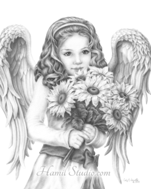 Cody Hamil Heaven Scent Little Girl Angel holding Flowers